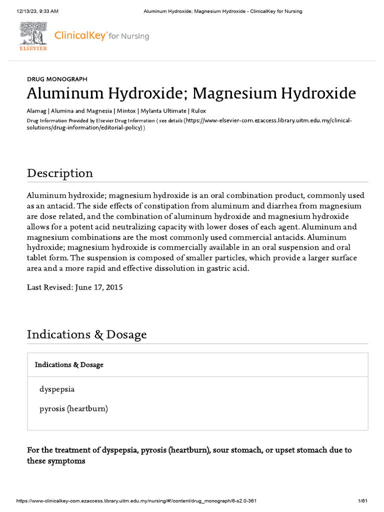 Aluminum Hydroxide Magnesium Hydroxide ClinicalKey For Nursing PDF