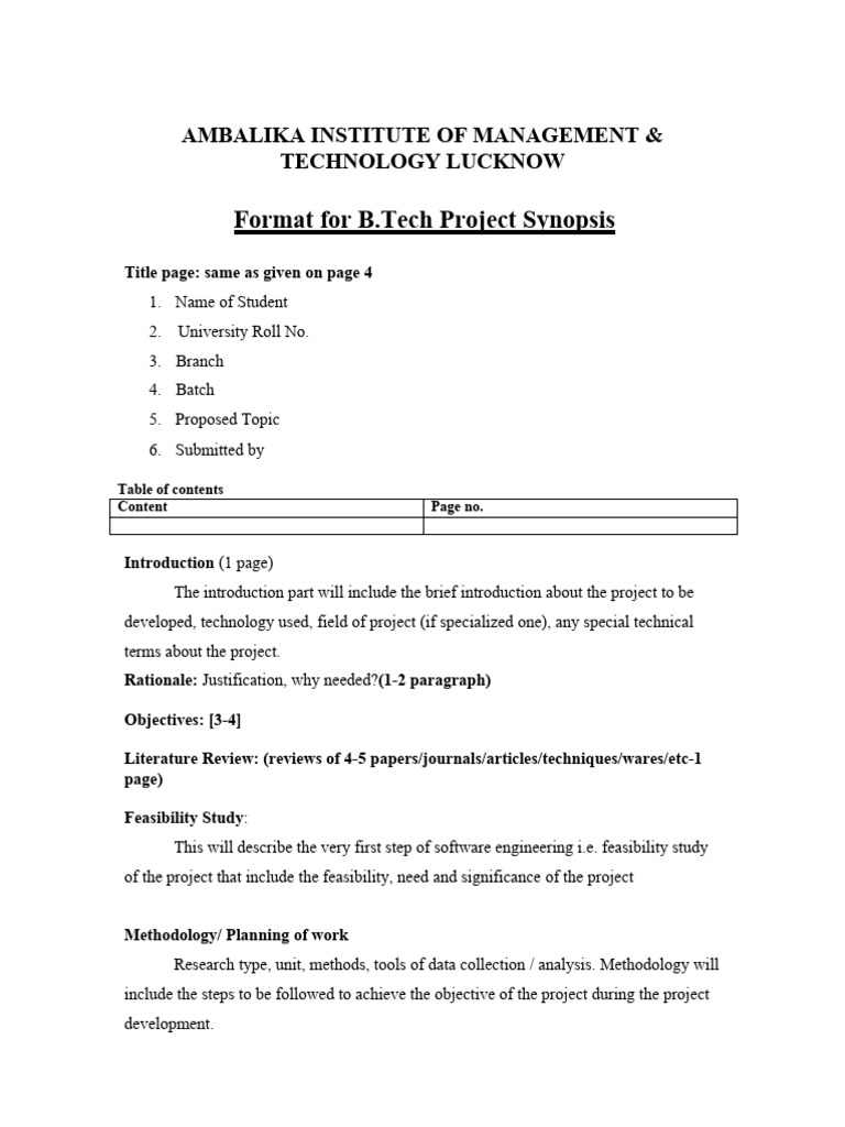 Synopsis Format 7 | PDF