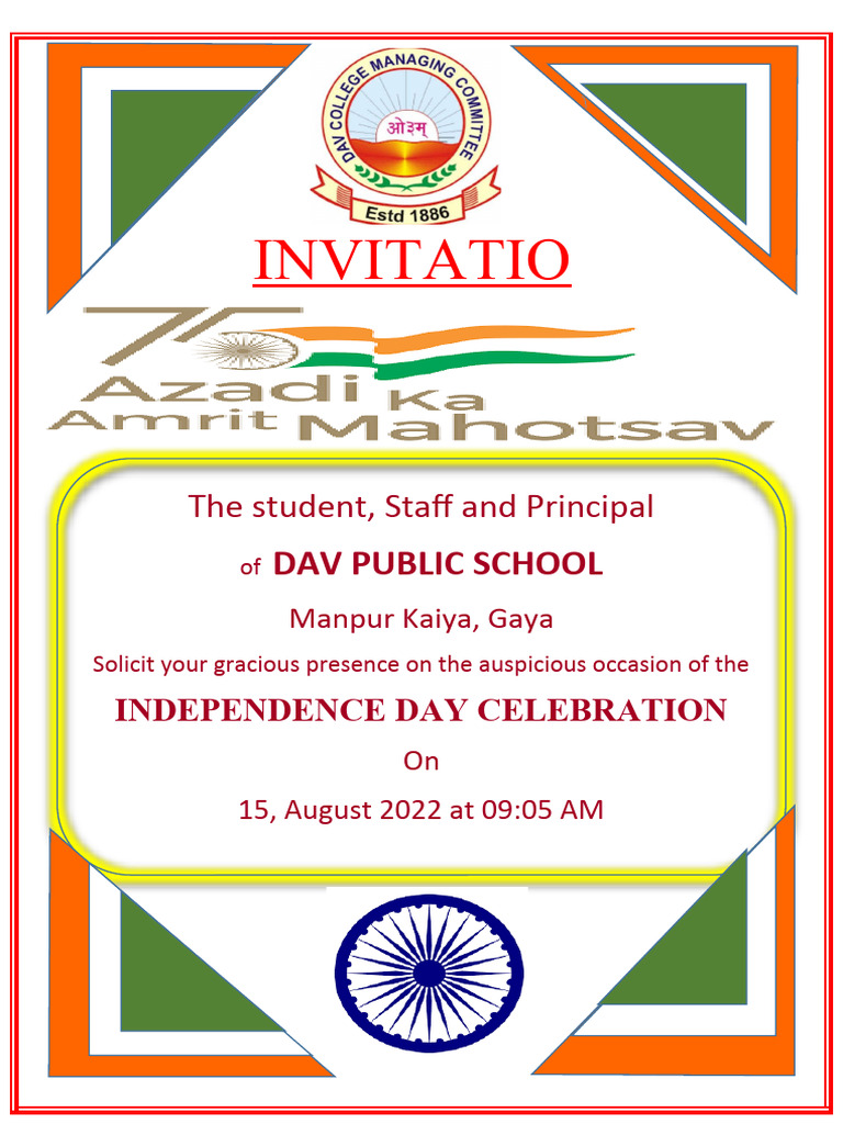 Independence Day Invitation Card PDF