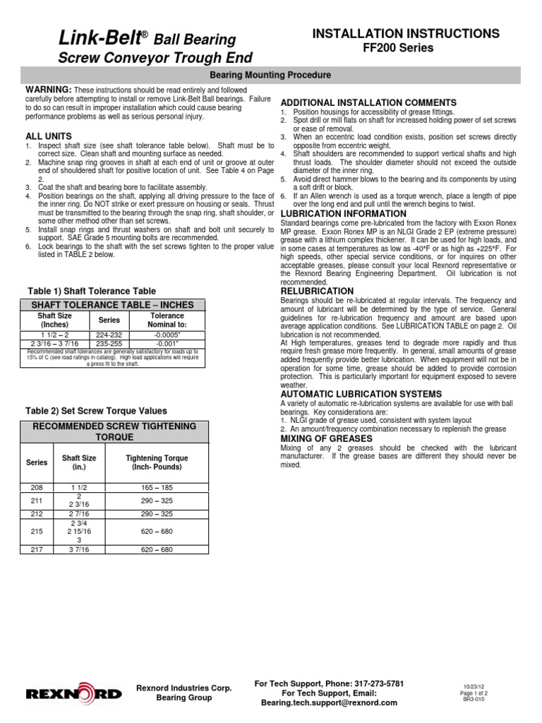 Screw Conveyor Engineering Guide PDF Bearing (Mechanical) Screw