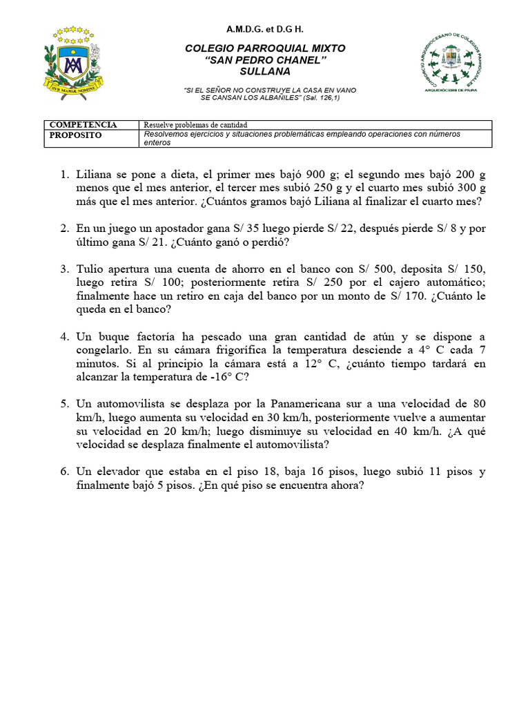 FICHA_DE_SITUACIONES_PROBLEMATICAS_CON_OPERACIONES_CON_NUMEROS_ENTEROS ...