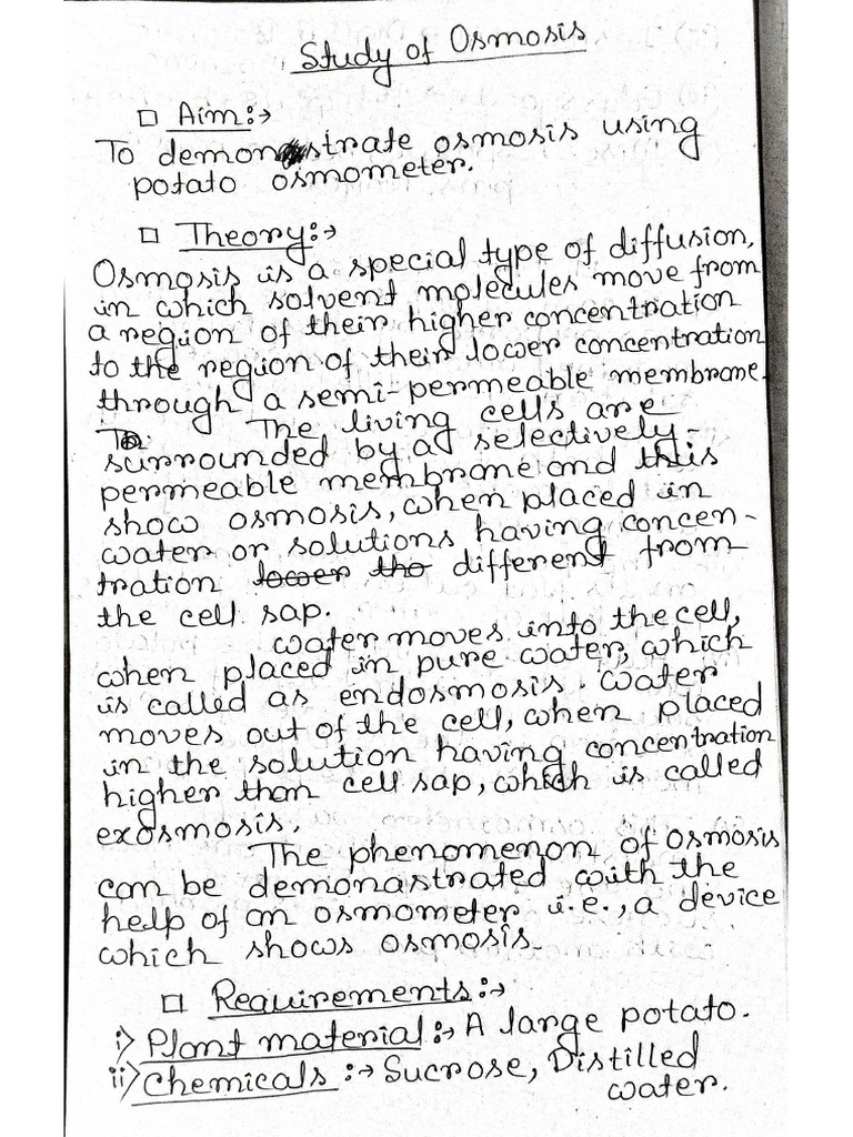 Study of Osmosis Using Potato Osmometer PDF