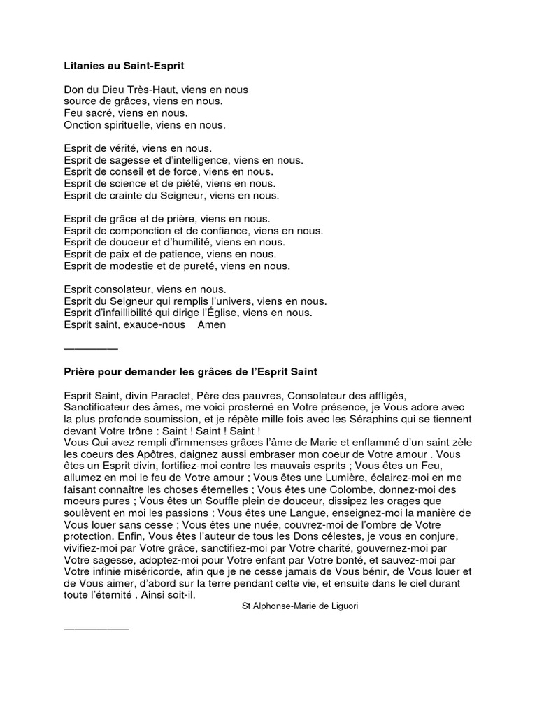 Prieres A Lesprit Saint | PDF