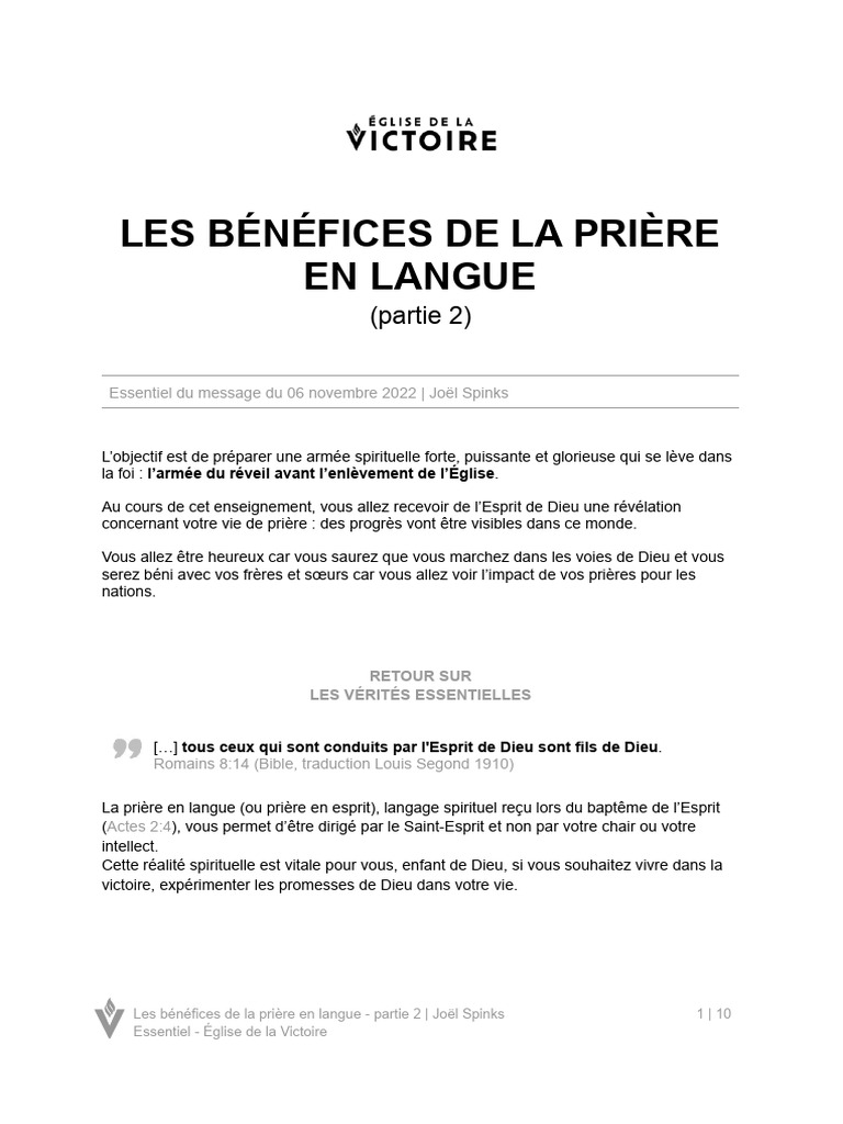 Les Benefices de La Priere en Langue Partie 2 Cowansville Eglise de La