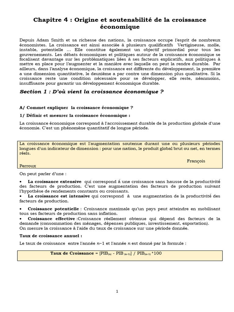 Origine et soutenabilité de la croissance | PDF | Croissance économique ...