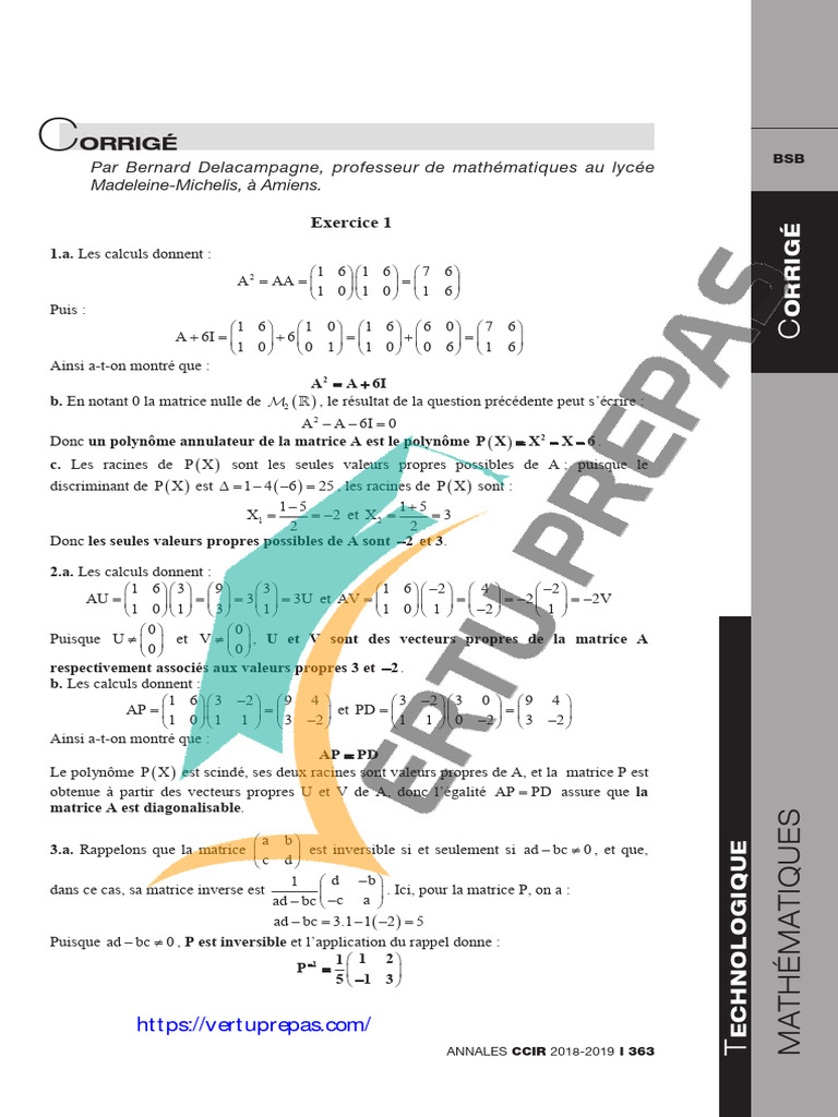Corrige Maths Bce BSB 2018 | PDF