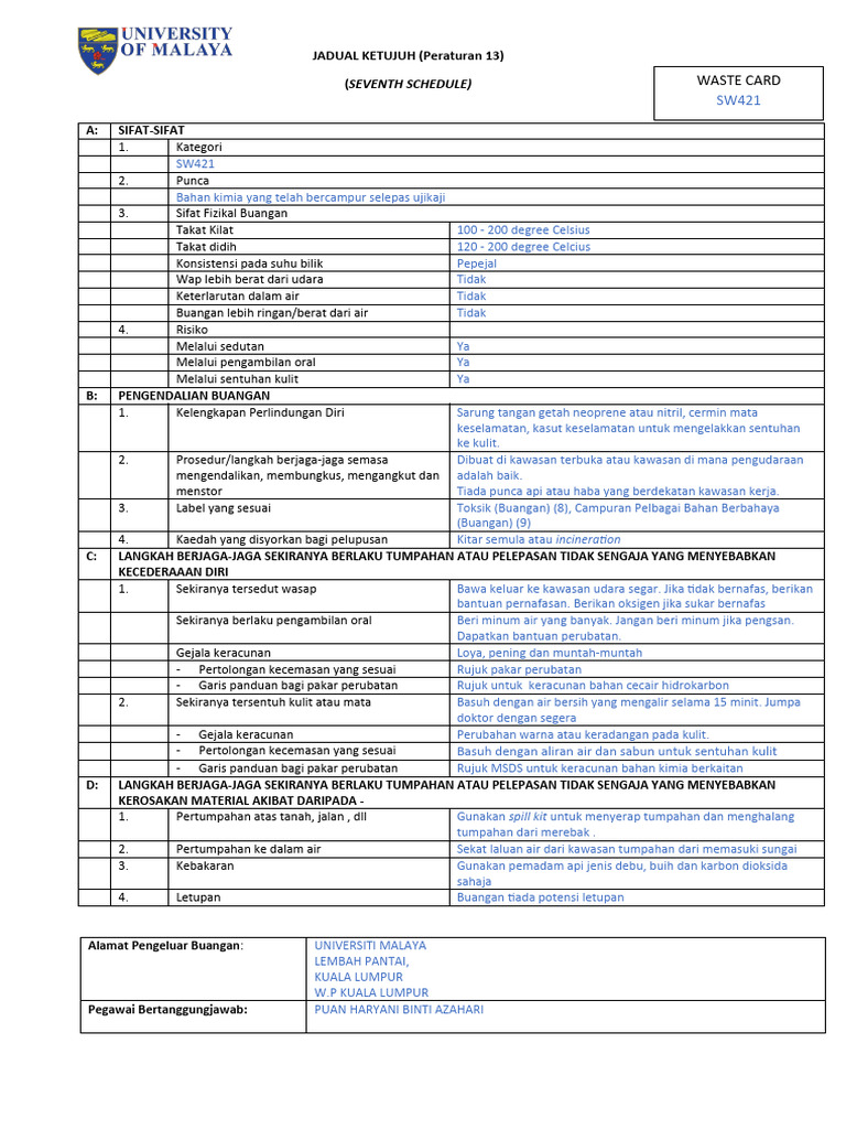 Sw 312 Scheduled Waste