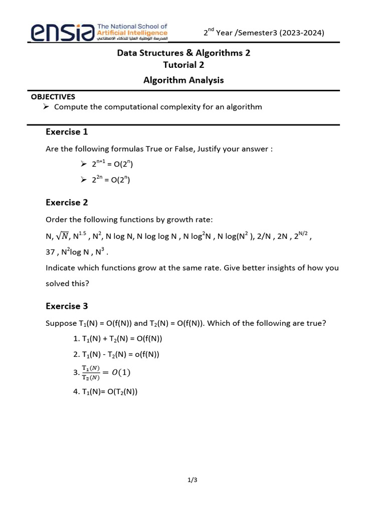 2Y DSA2 Tutorial2 2 | PDF