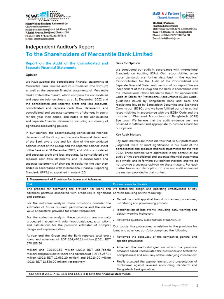 MBL Annual Report ACC 2022-17-05-23 | PDF | Audit | Financial Audit