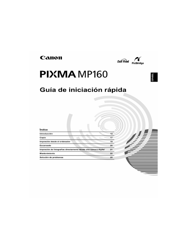 Pixma - mp160 Quick Manual Referencia ESPAÑOL | PDF