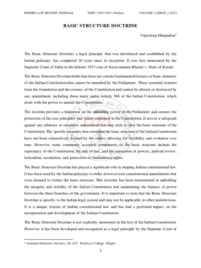 Understanding India's Basic Structure Doctrine | PDF | Supreme Court Of ...