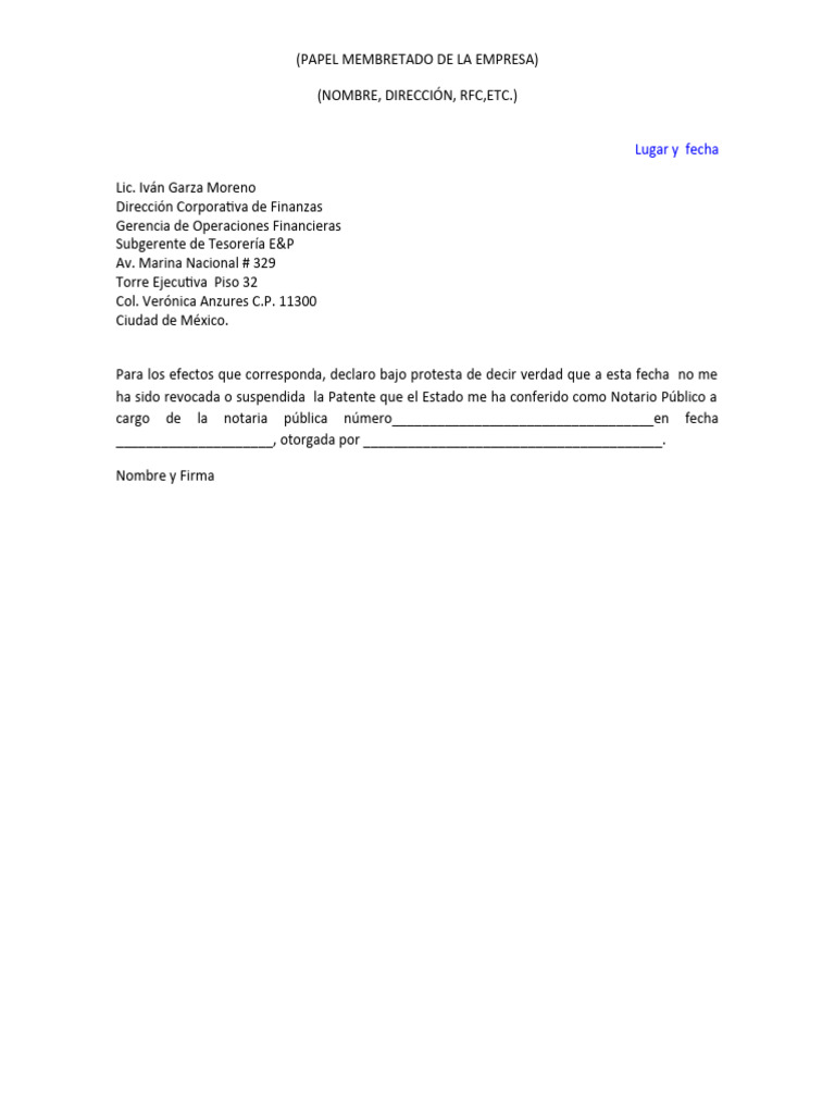 Notaria Pública-Carta Declaratoria | PDF