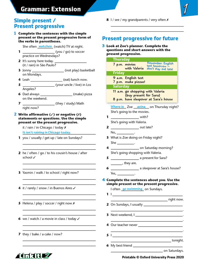 Link It! 2 Grammar Exercises | PDF
