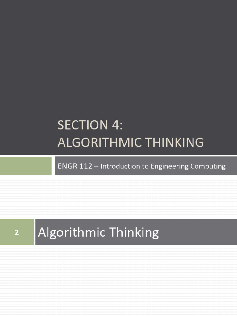 Section 4 Algorithmic Thinking | PDF | Control Flow | Algorithms
