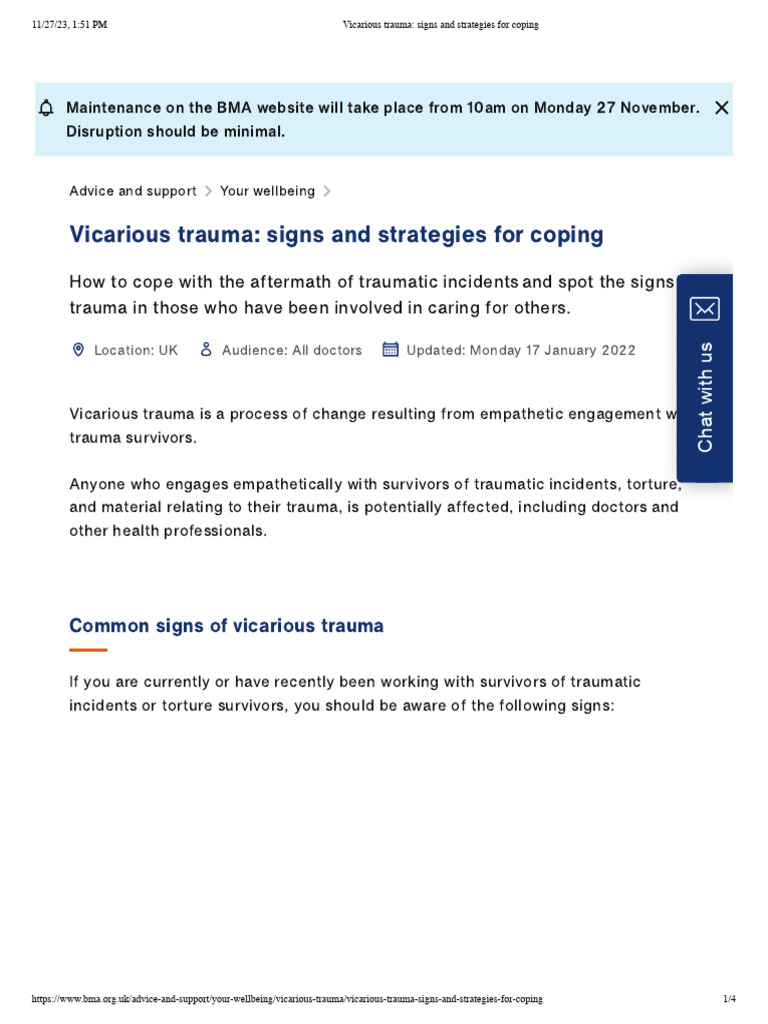Vicarious Trauma: Signs and Coping Strategies | PDF | Psychological ...