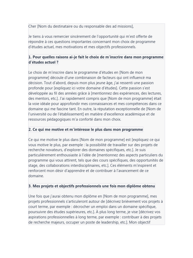 Pour Quelles Raisons Ai-Je Fait Le Choix de M'inscrire Dans Mon ...