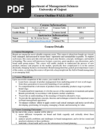 Course Outline FALL-2023: Department of Management Sciences University of Gujrat