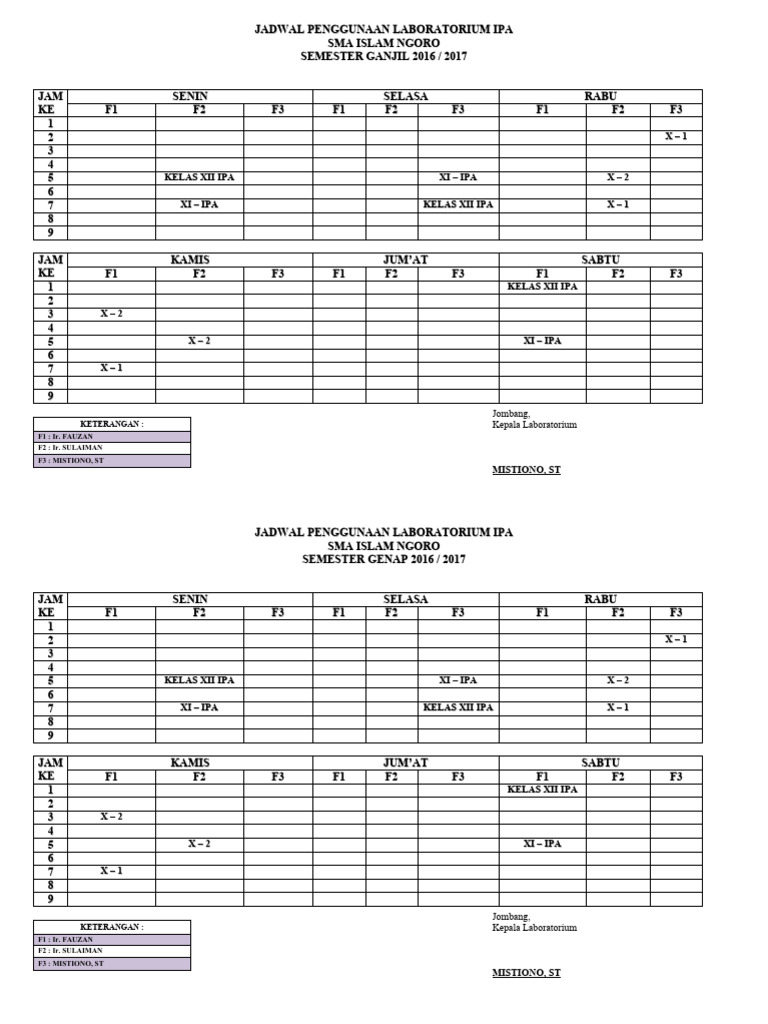 Jadwal Penggunaan Laboratorium Pdf
