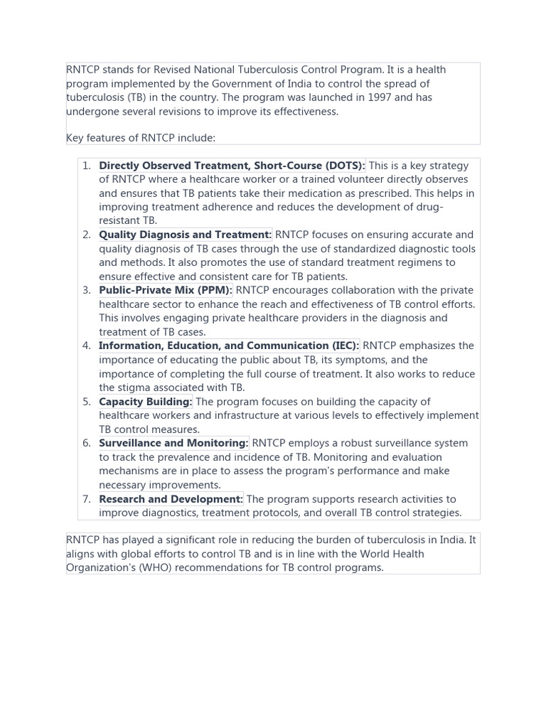 Revised National Tuberculosis Control Program PDF