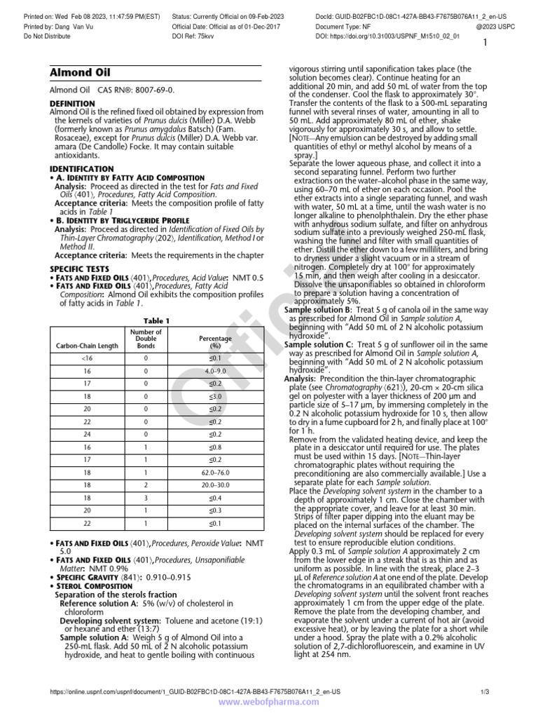 Almond Oil PDF Almond Chemistry