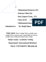 Writing, Scientific and Technical Report 1