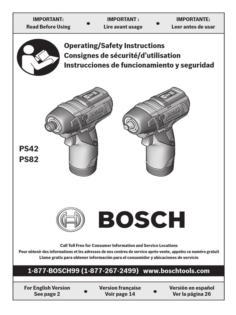 Manual atornillador de percusión inalámbrico PS42 Bosch. Español PDF