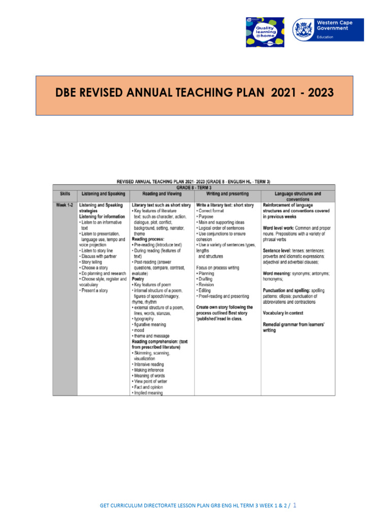 Grade 8 English Term 3 Lesson Plan | PDF | Lesson Plan | Poetry