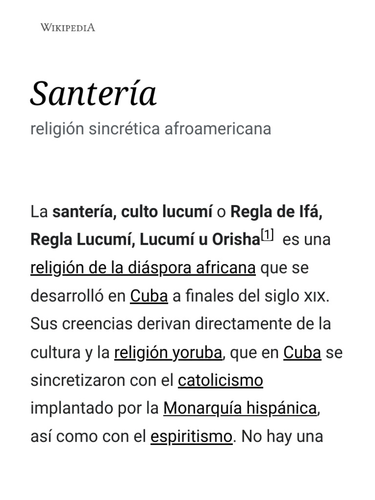 Santería Wikipedia La Enciclopedia Libre Pdf