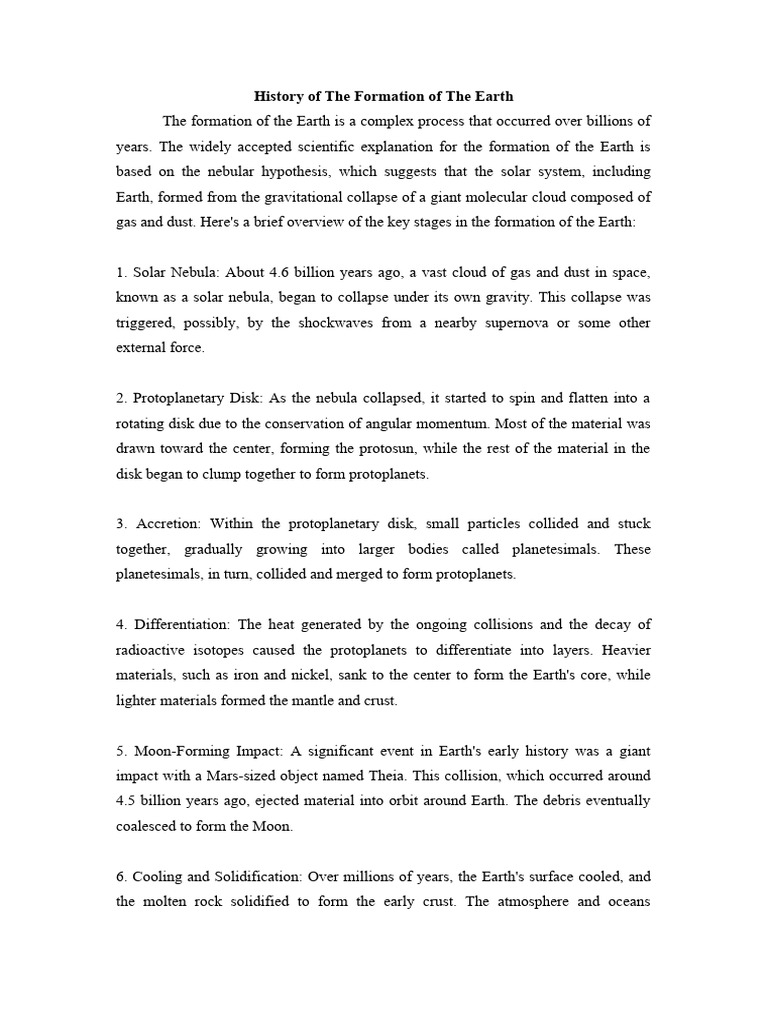 History of the formation of the earth pdf formation and evolution