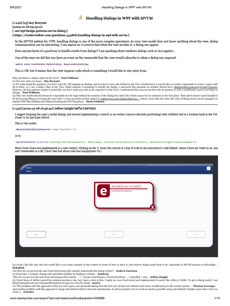 Handling Dialogs in WPF With MVVM | PDF | Windows Presentation ... image.