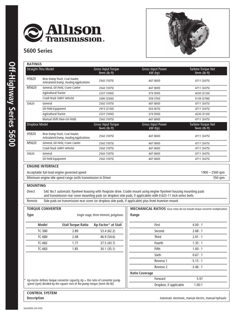 Allison 5000 | PDF | Automatic Transmission | Automotive Industry