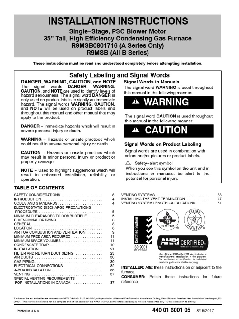 Furnace Installation PDF | PDF