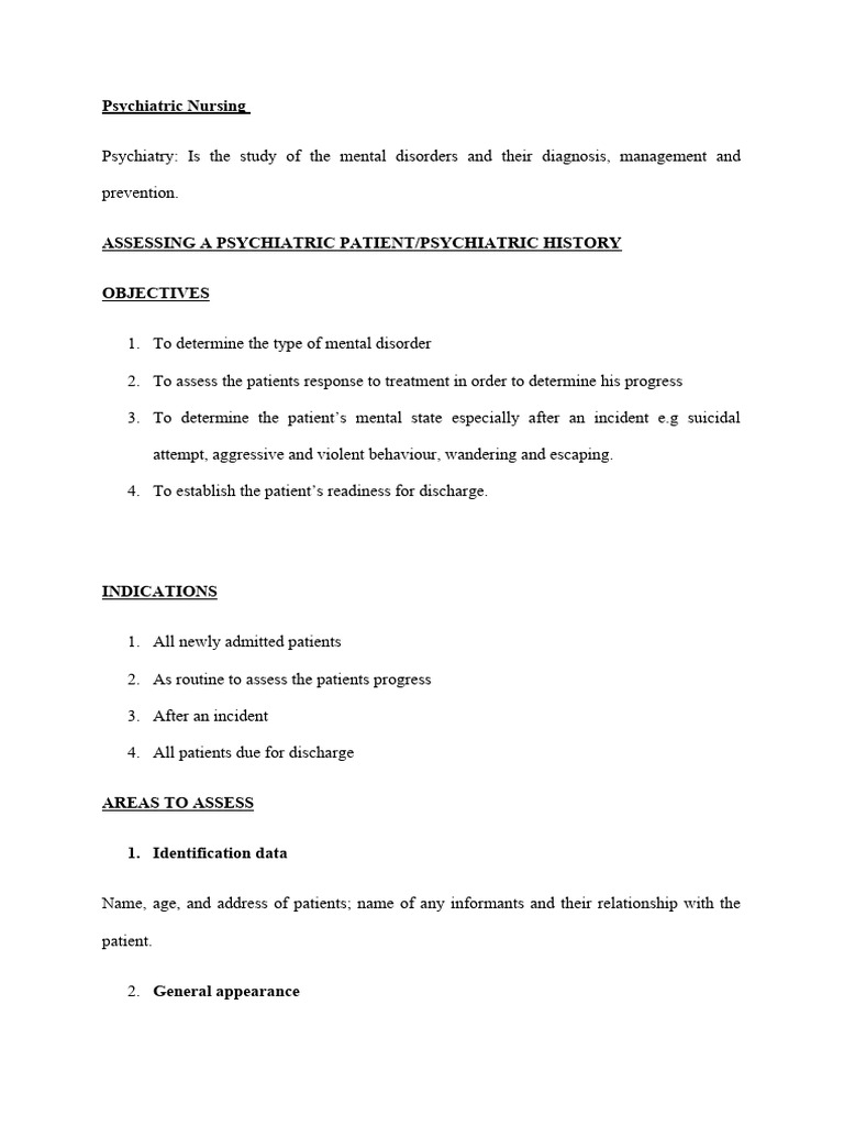 Assessing A Psychiatric Patient | PDF
