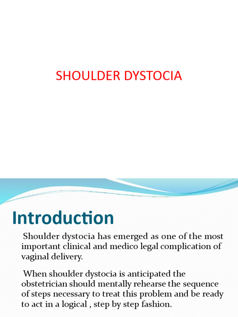 Shoulder Dystocia PDF Childbirth Mammalian Pregnancy