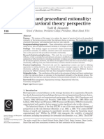 Risk and Procedural Rationality: A Behavioral Theory Perspective