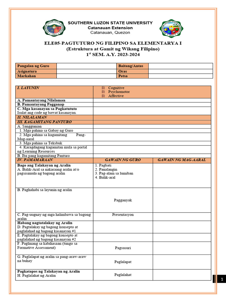 Ele05 Lessonplan Template PDF