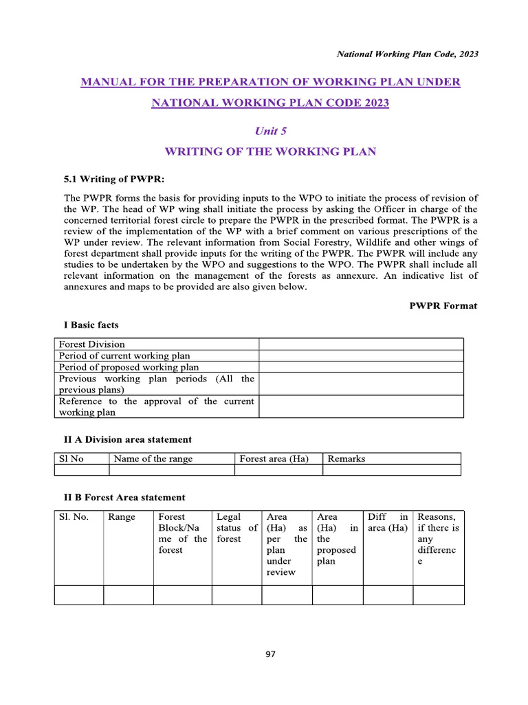 National Working Plan Code 2023 109-142 | PDF