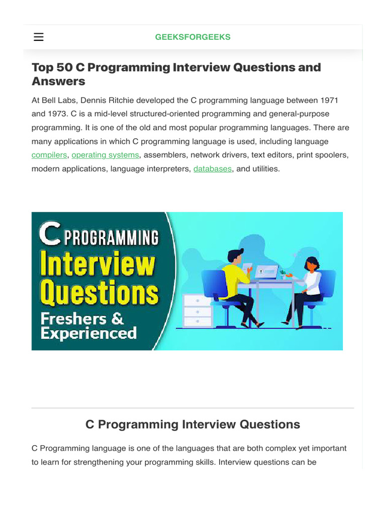 C Interview Questions and Answers (2023) | PDF
