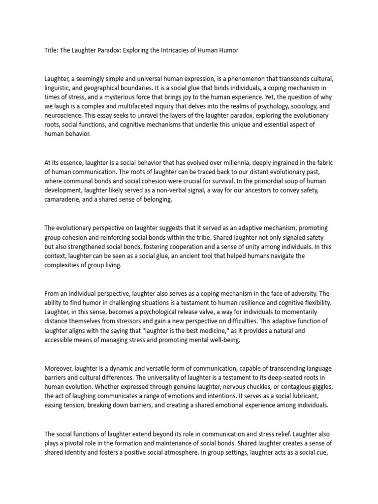 Why Do We Laugh Pdf Laughter Humour