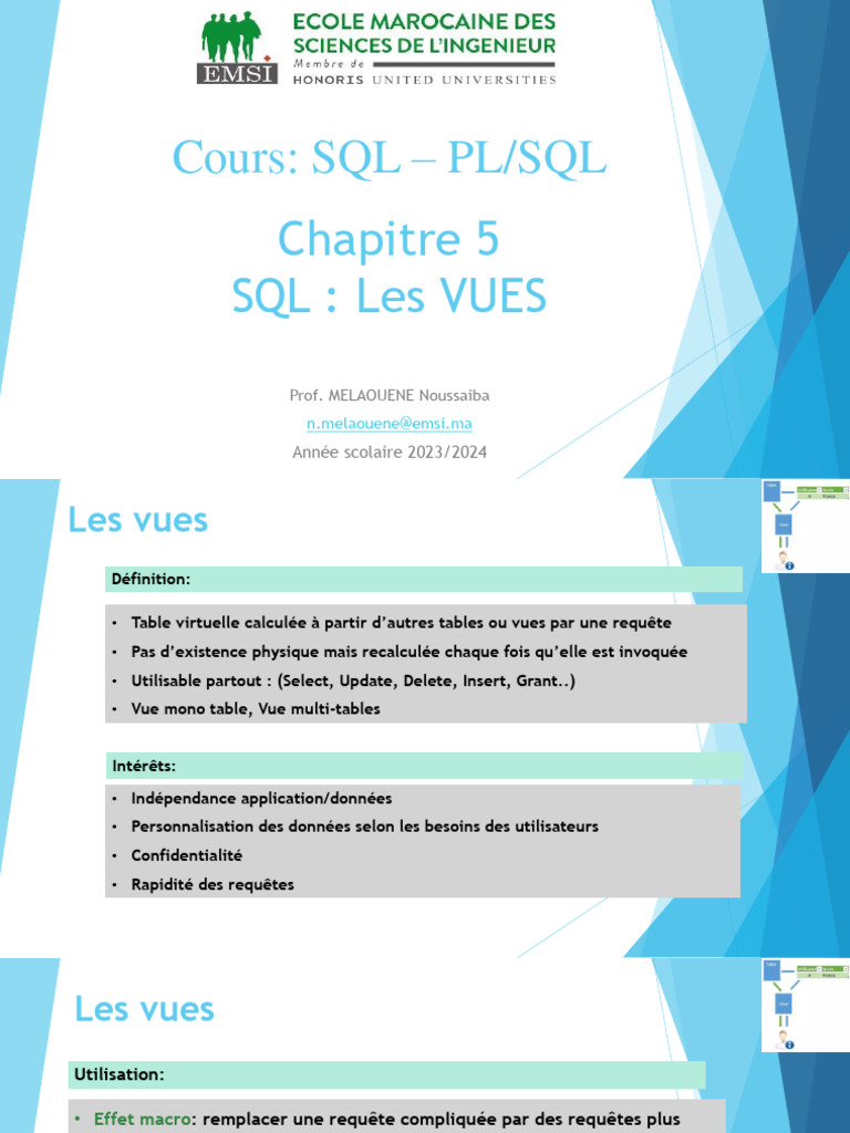 Définition et Utilisation des Vues SQL | PDF | SQL | Informatique