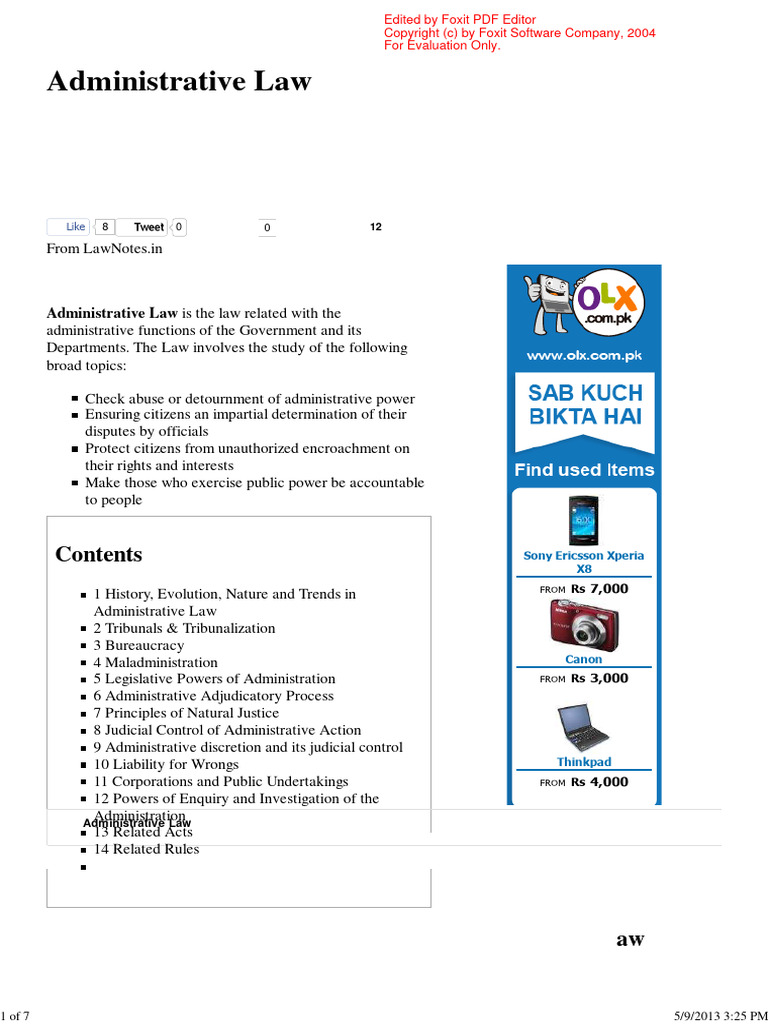 Administrative Law LawNotes In PDF