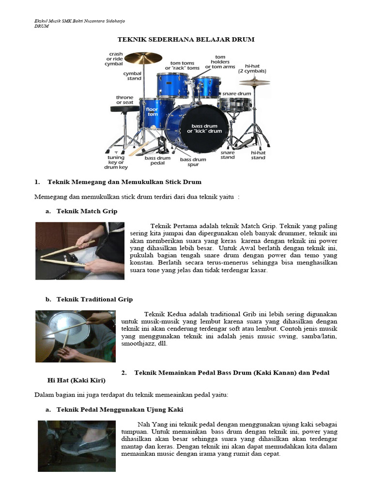 Teknik Dasar Belajar Drum Pemula PDF