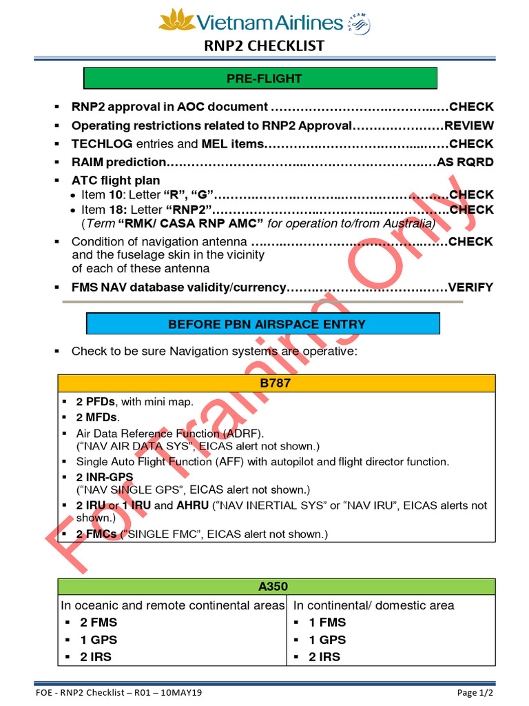 RNP2 Checklist - R01 - 10may2019 | PDF | History