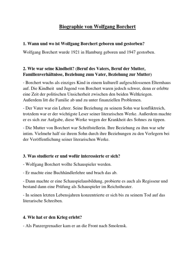 Biographie Wolfgang Borchert PDF