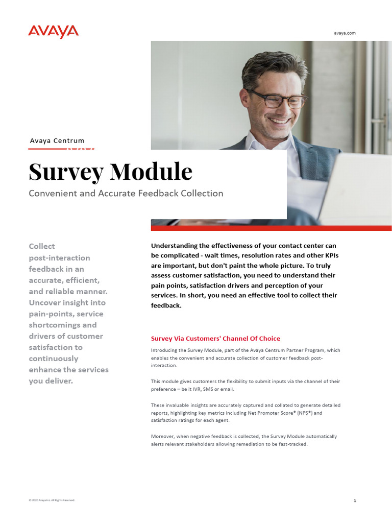 Avaya - Centrum Brochure - Customer Survey Module | PDF | Customer ...