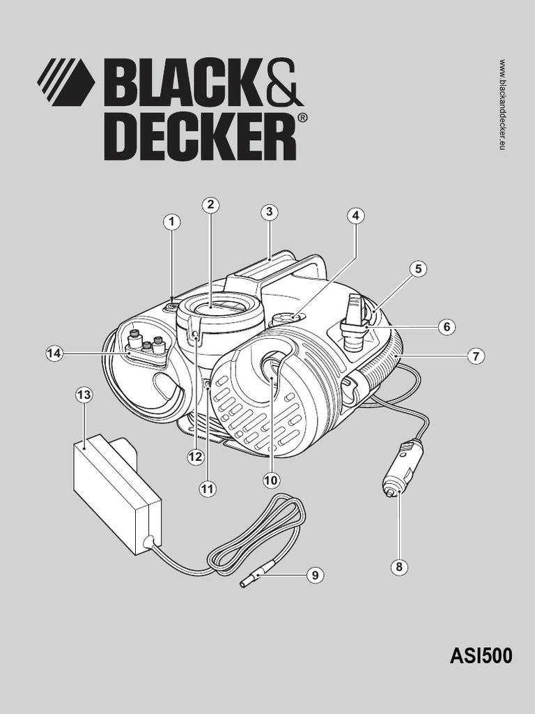 Black & Decker ASI500 Type H1 Inflator Spare Parts - Part Shop Direct