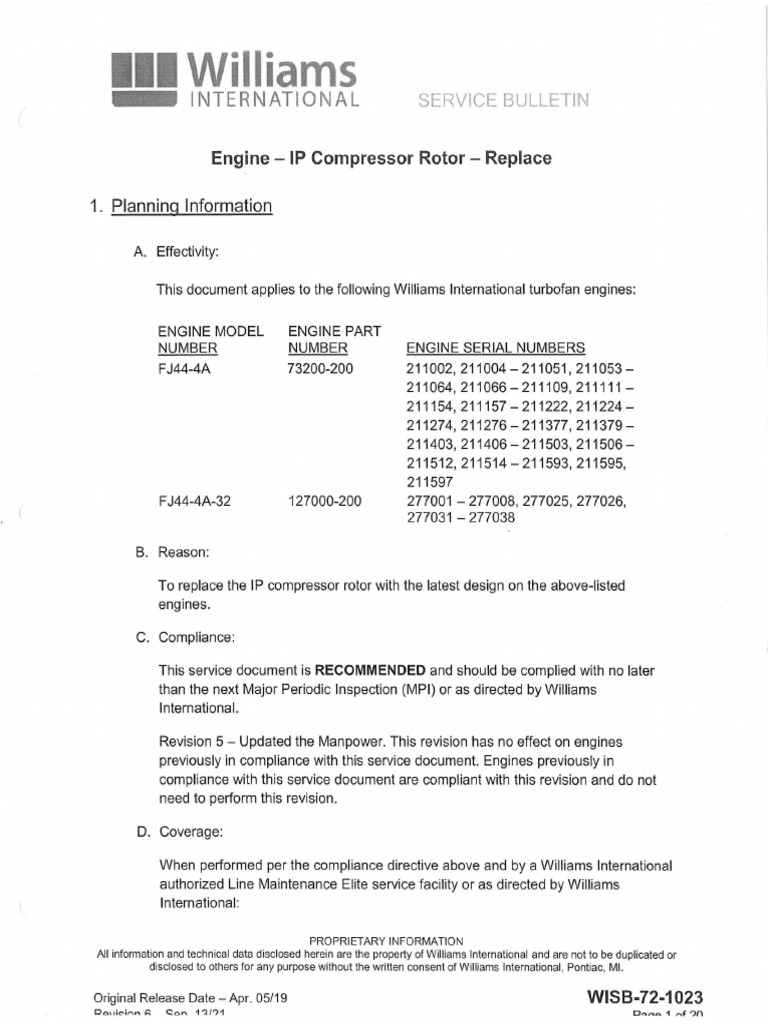 Williams International SB | PDF