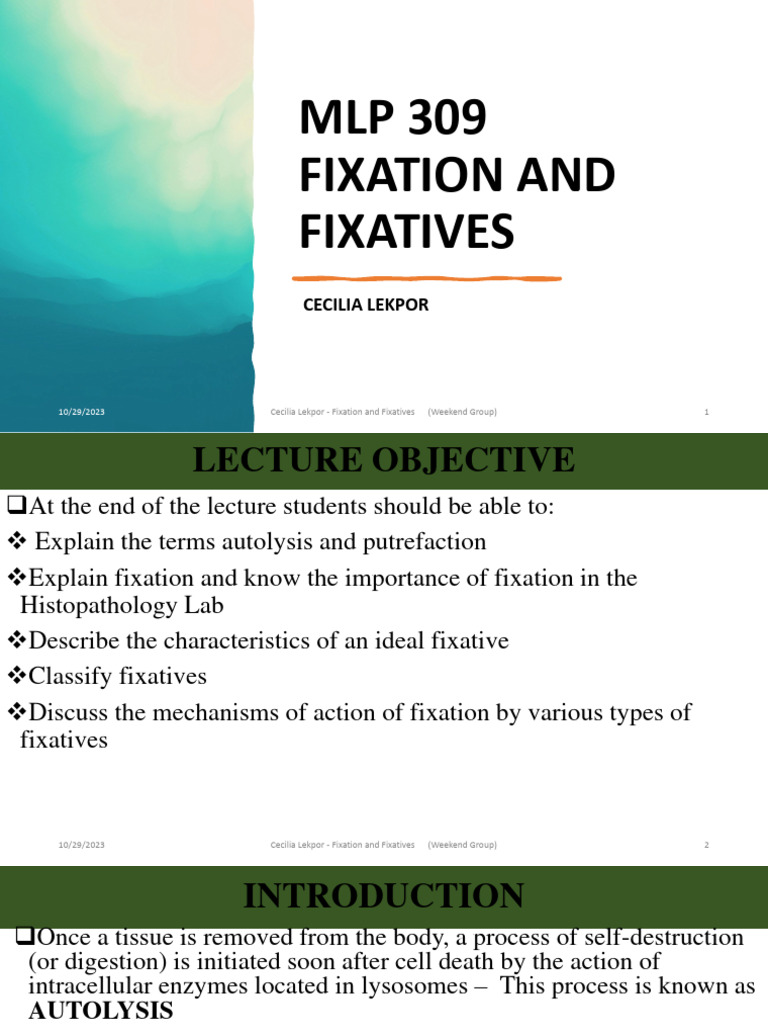 FIXATION AND FIXATIVES (Weekend and Evening) PDF