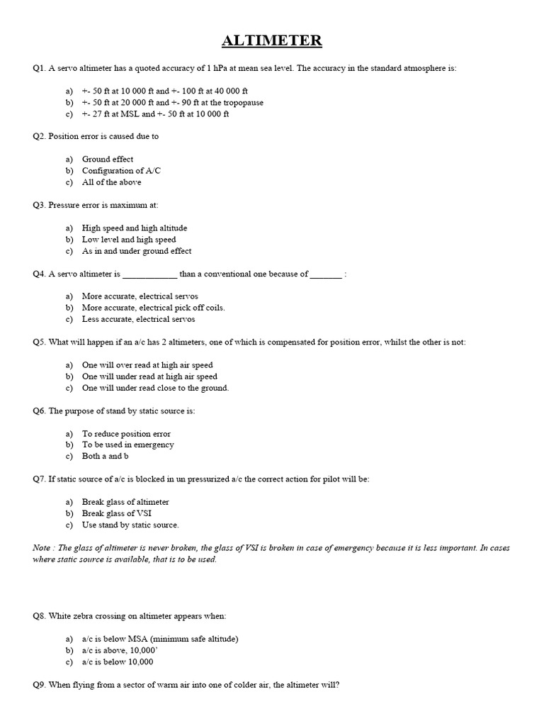 Altimeter PDF Altimeter Altitude