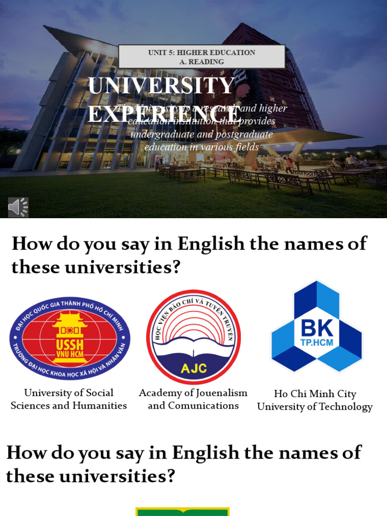 University Experience and Vocabulary Guide | PDF | Foreign Language Studies